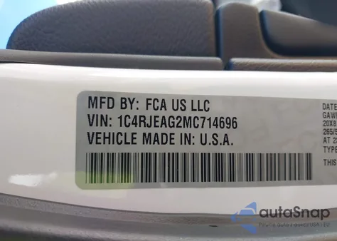 2021 Jeep Grand Cherokee Laredo X 4X2 z USA, uszkodzony, nr VIN 1C4RJEAG2MC714696